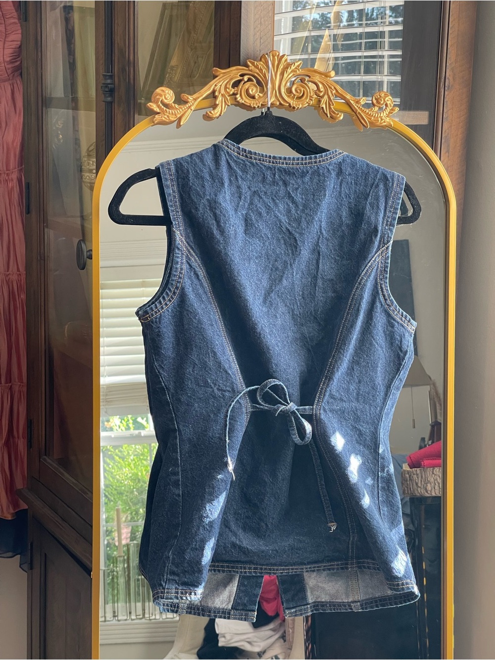 Abercrombie & Fitch Dark Blue Tie-Back Denim Vest - Picture 6 of 7